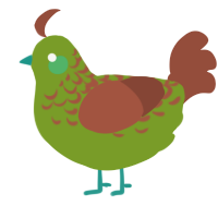 A chartreuse and russet chicken with a half-lace pattern