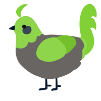 A grey and grass chicken with a head pattern