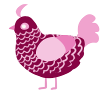 A maroon and pink chicken with a lace pattern