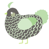A grey and gluppy chicken with a lace pattern