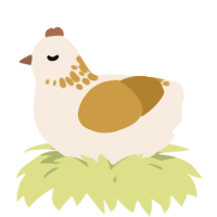 A cream and gold chicken with a neck-speckle pattern