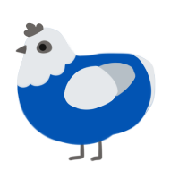 A ultramarine and mist chicken with a head pattern
