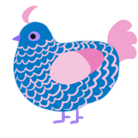 A sapphire and pink chicken with a lace pattern
