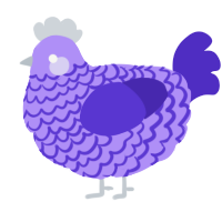A lilac and indigo chicken with a lace pattern