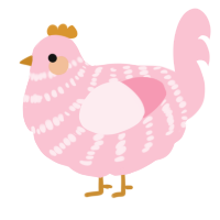 A rose chicken with a bar pattern