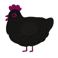 A black and sable chicken with a lace pattern