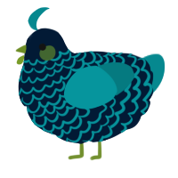 A tumblr and teal chicken with a lace pattern