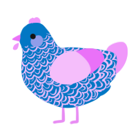 A sapphire and lavender chicken with a double-lace pattern