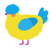 A yellow and sky chicken