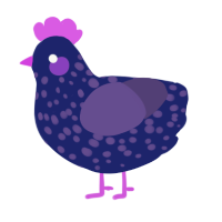 A navy and overcast chicken with a speckle pattern