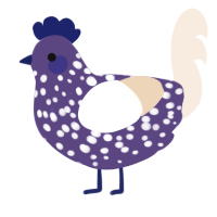 A overcast and cream chicken with a speckle pattern
