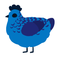 A sapphire and navy chicken with a half-lace pattern