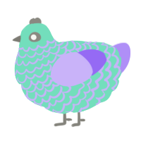 A mint and lilac chicken with a lace pattern