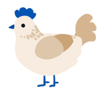 A cream and beige chicken with a neck-speckle pattern