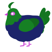 A navy and leaf chicken with a head pattern