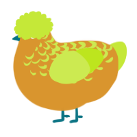 A orange and lime chicken with a half-lace pattern