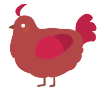 A red and crimson chicken