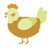 A gold and lemon chicken with a head pattern