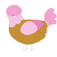 A gold and pink chicken with a head pattern