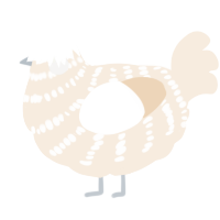 A cream chicken with a bar pattern