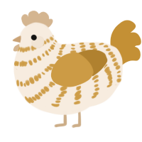 A cream and gold chicken with a bar pattern