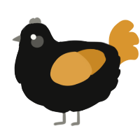 A black and orange chicken
