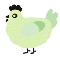 A apple and gluppy chicken with a lace pattern