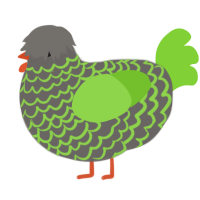 A grey and grass chicken with a lace pattern