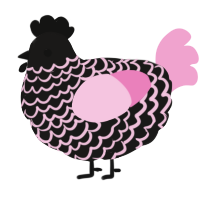 A sable and pink chicken with a lace pattern