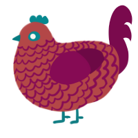 A red and wine chicken with a lace pattern