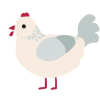 A cream and silver chicken with a neck-speckle pattern