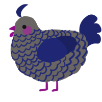 A grey and navy chicken with a lace pattern