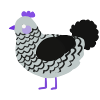 A silver and black chicken with a lace pattern
