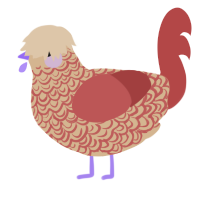 A beige and red chicken with a double-lace pattern