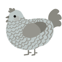 A silver and ash chicken with a lace pattern