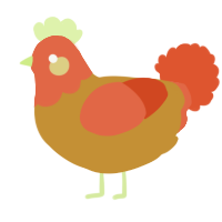 A gold and vermilion chicken with a head pattern