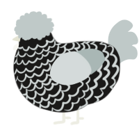 A sable and silver chicken with a lace pattern