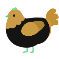 A black and gold chicken with a head pattern