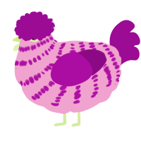 A pink and plum chicken with a bar pattern