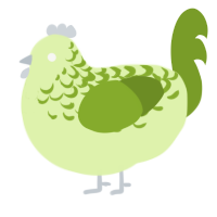 A apple and chartreuse chicken with a half-lace pattern