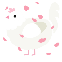 A white chicken with a head pattern