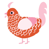 A vermilion and rose chicken with a lace pattern