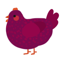 A wine and maroon chicken with a speckle pattern