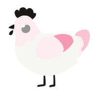 A white and rose chicken with a head pattern