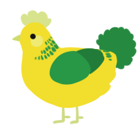 A yellow and viridian chicken with a neck-band pattern