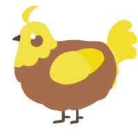 A brown and yellow chicken with a head pattern