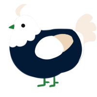A tumblr and cream chicken with a head pattern