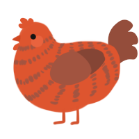 A vermilion and russet chicken with a bar pattern