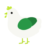 A white and viridian chicken