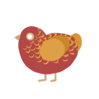 (unnamed), a red and orange chicken with a half-lace pattern